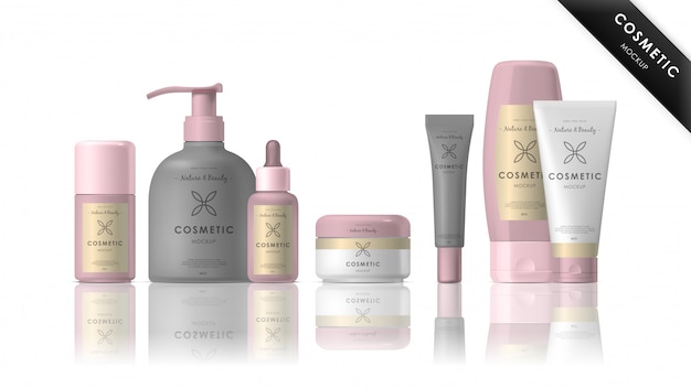 Ensemble de maquette de marque cosmétique réaliste
