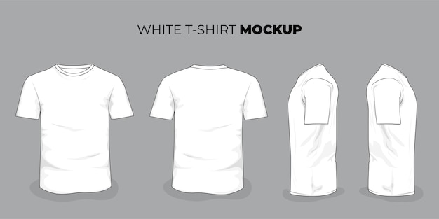 Vecteur ensemble de maquettes de t-shirts de couleur blanche pour la conception publicitaire de produits de t-shirts