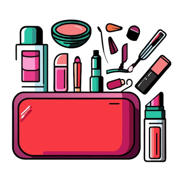 Vecteur ensemble de maquillage de produits cosmétiques réalistes ou de collections cosmétiques