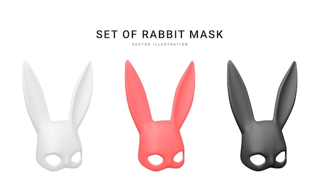 Ensemble De Masque De Lapin Réaliste 3d Isolé Sur Fond Blanc Tenue Bdsm Pour Le Sexe Et Le Bien-être Relaxants Modèle Pour Sex-shop Ou Site Web érotique Illustration Vectorielle