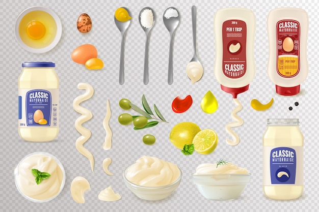 Ensemble de mayonnaise réaliste