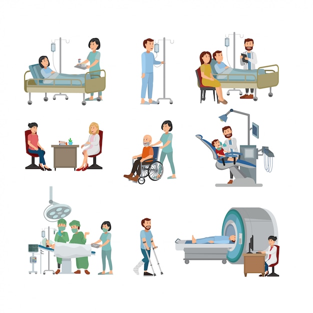 Ensemble de médecin et patient sur Illustration de l&#39;hôpital