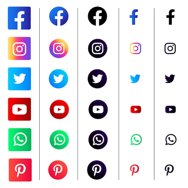Ensemble de médias sociaux vector Icon design ensemble modifiable