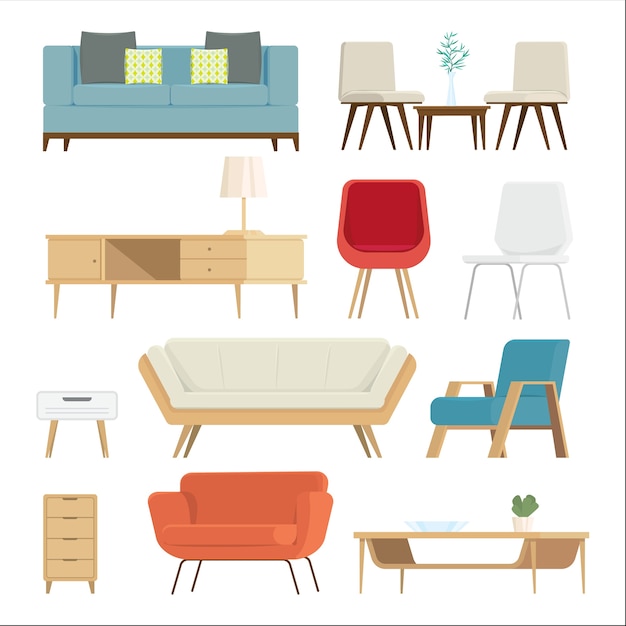 Ensemble de meubles accessoires d&#39;intérieur et à la maison.