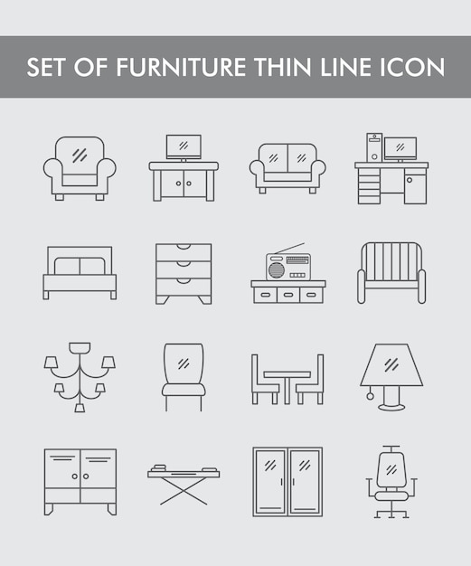Ensemble de meubles Thin Line Icon