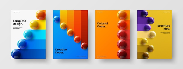 Ensemble de mise en page de couverture du catalogue Fresh 3D balls