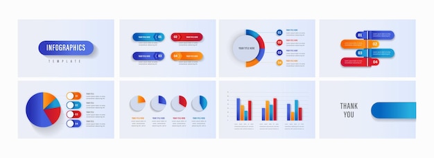 Ensemble De Mise En Page De Modèle D'infographie De Présentation Avec Divers Diagrammes De Diagramme Pour Le Concept D'entreprise