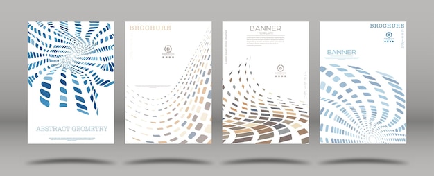 Un ensemble de mises en page faites de formes géométriques déformées Une idée pour une affiche de couverture de brochure de fond