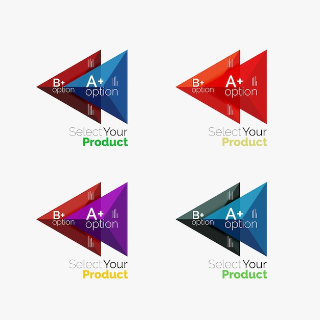 Vecteur ensemble de mises en page d'infographie d'option de triangle