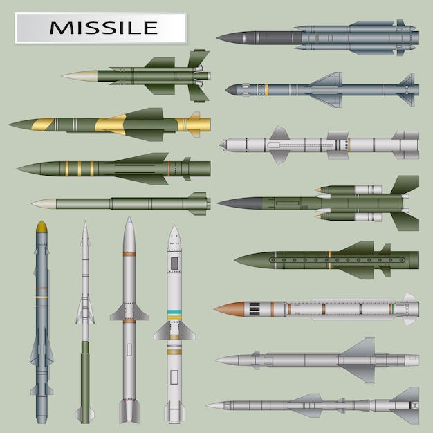 Ensemble de missiles et ogive de fusée balistique isolé