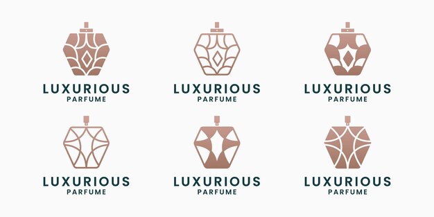 Ensemble De Mode De Conception De Logo De Bouteille De Parfum De Luxe, Cosmétique