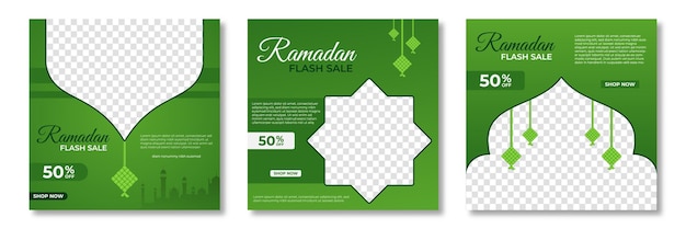 Ensemble De Modèle De Bannière De Vente Du Ramadan Conception De Modèle De Bannière De Vente Du Ramadan Avec Collage De Photos Convient Aux Publications Sur Les Réseaux Sociaux Et Aux Publicités Sur Internet Illustration Vectorielle