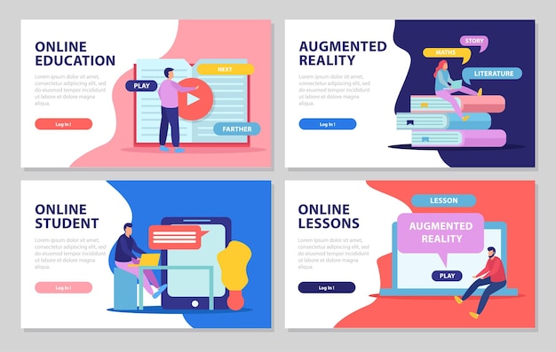 Ensemble De Modèle De Bannière Web éducation En Ligne