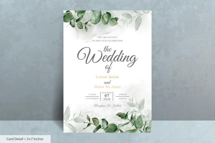 Vecteur ensemble de modèle de carte d'invitation de mariage aquarelle élégant avec des fleurs de verdure
