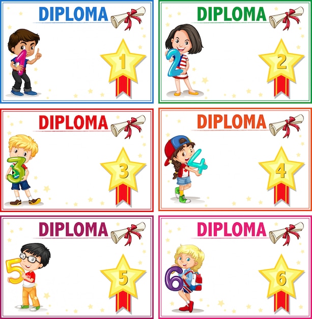 Ensemble De Modèle De Certificat De Diplôme