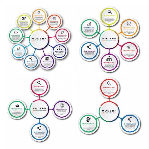 Vecteur ensemble de modèle de conception infographique 3d