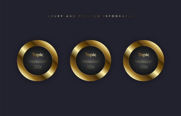 Ensemble De Modèle De Conception Infographique Polyvalent Doré De Luxe Avec Trois Options Et Premium