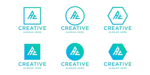 ensemble de modèle de conception de logo ac initiales