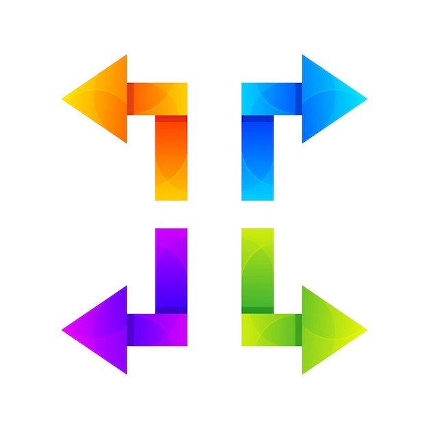 Ensemble de modèle de conception de logo coloré flèche