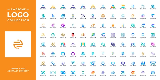 Ensemble de modèle de conception de logo coloré lettre initiale a à z