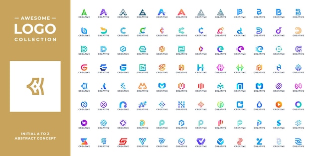 Ensemble de modèle de conception de logo coloré lettre initiale a à z