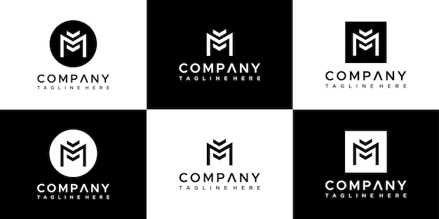 Ensemble De Modèle De Conception De Logo Lettre M Initiales