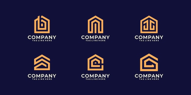 Ensemble De Modèle De Conception De Logo De Monogramme De Bâtiment Immobilier Le Logo Peut être Utilisé Pour L'architecture D'identité De Marque D'icône Et La Société Commerciale