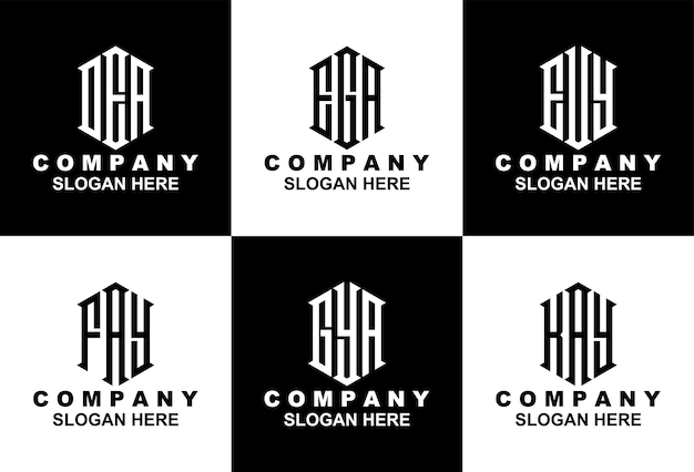 Ensemble de modèle de conception de logo monogramme initial créatif trois