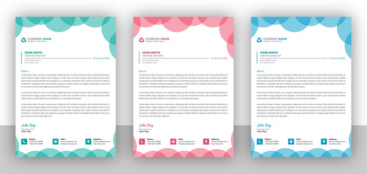 Ensemble de modèle de conception de papier à en-tête coloré entreprise créative