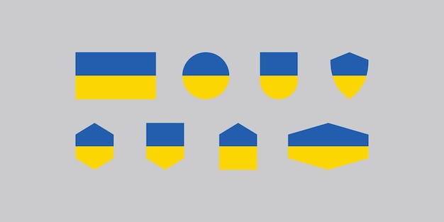 Vecteur ensemble de modèle de conception de vecteur de drapeau ukraine insigne