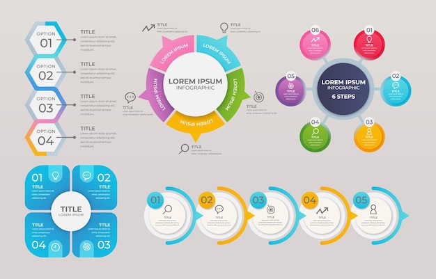 Vecteur ensemble de modèle d'étape circulaire pour infographie