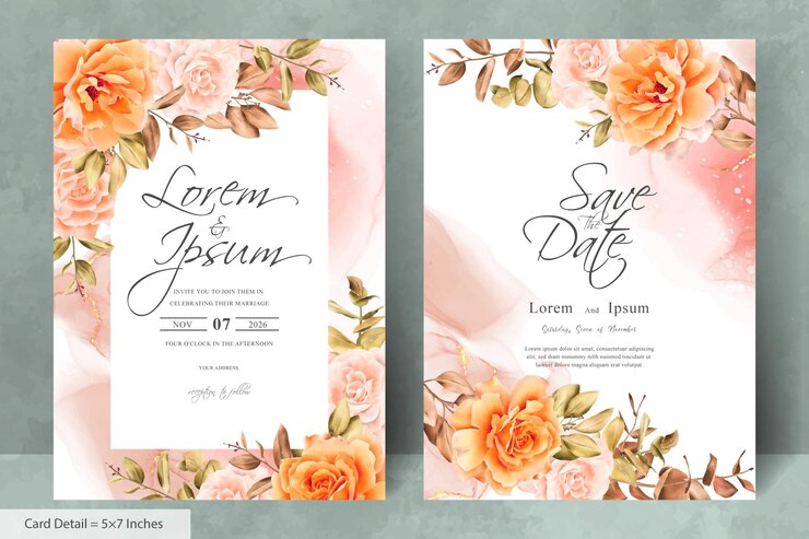 Ensemble de modèle d'invitation de mariage automne automne bohème rustique