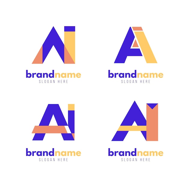 Ensemble De Modèle De Logo Ai Design Plat