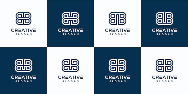Ensemble De Modèle De Logo Créatif Monogramme Lettre Bb.