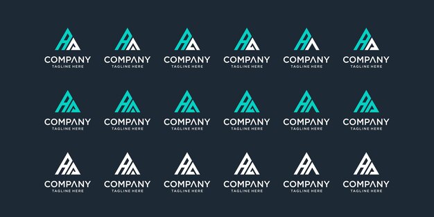 Ensemble de modèle de logo lettre aa monogramme abstrait créatif
