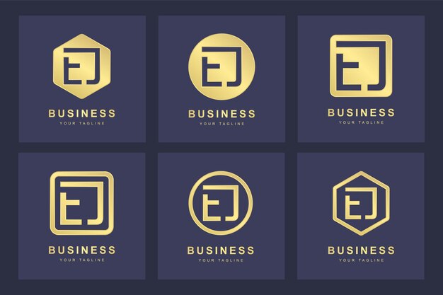 Ensemble de modèle de logo lettre initiale abstraite EJ EJ.
