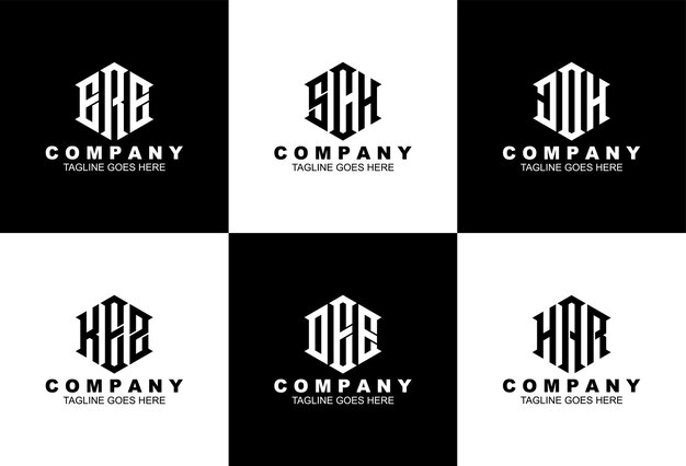 Ensemble de modèle de logo monogramme créatif à 3 lettres initiales