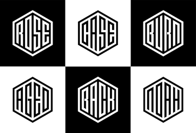 Ensemble de modèle de logo monogramme hexagonal créatif