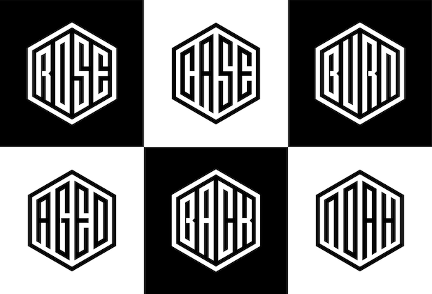 Vecteur ensemble de modèle de logo monogramme hexagonal créatif