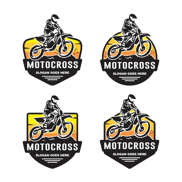 Ensemble De Modèle De Logo De Motocross