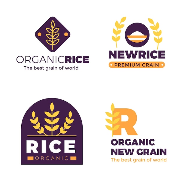 Vecteur ensemble de modèle de logo de riz