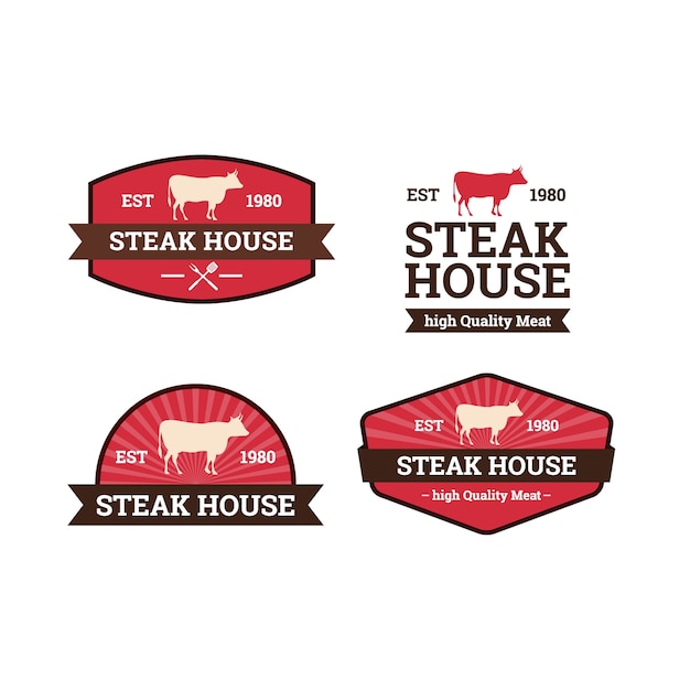 Ensemble De Modèle De Logo Steak House