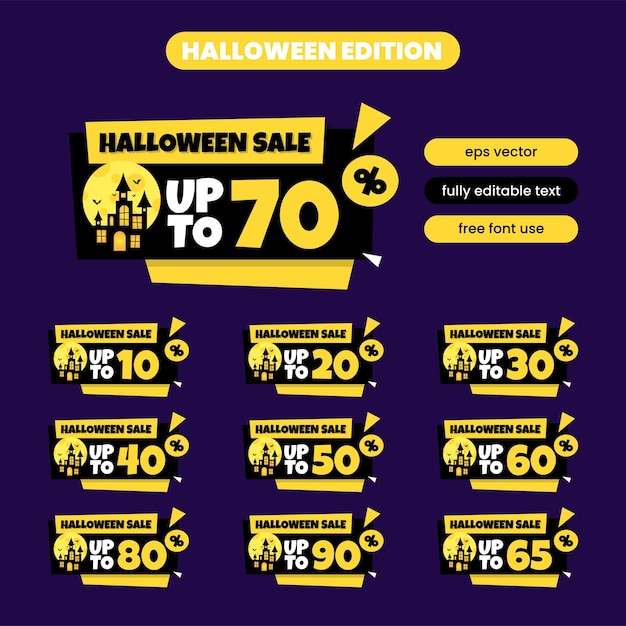 Ensemble De Modèle De Réduction Spéciale De 10 à 90% Sur Le Numéro De Vente D'halloween