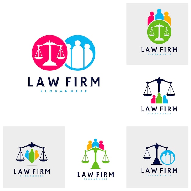 Ensemble de modèle vectoriel de logo Justice People Concepts de conception de logo Creative Law Firm