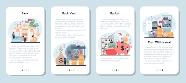 Ensemble De Modèles D'application Mobile Banquier Ou Bancaire.