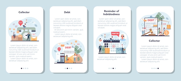 Ensemble De Modèles D'application Mobile De Collecteur De Dette.