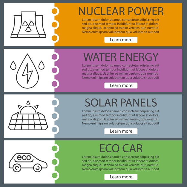Ensemble de modèles de bannière d'énergie écologique