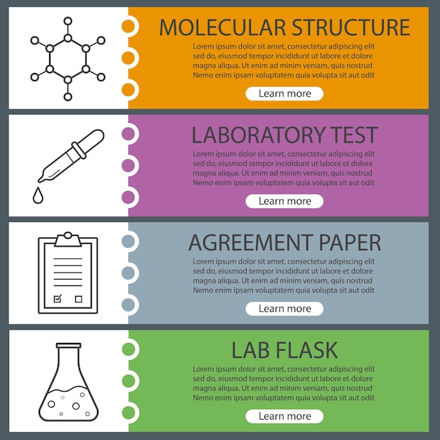 Ensemble de modèles de bannière de laboratoire scientifique