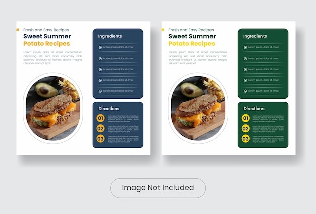 Ensemble De Modèles De Bannière De Publication De Recettes D'été Instagram