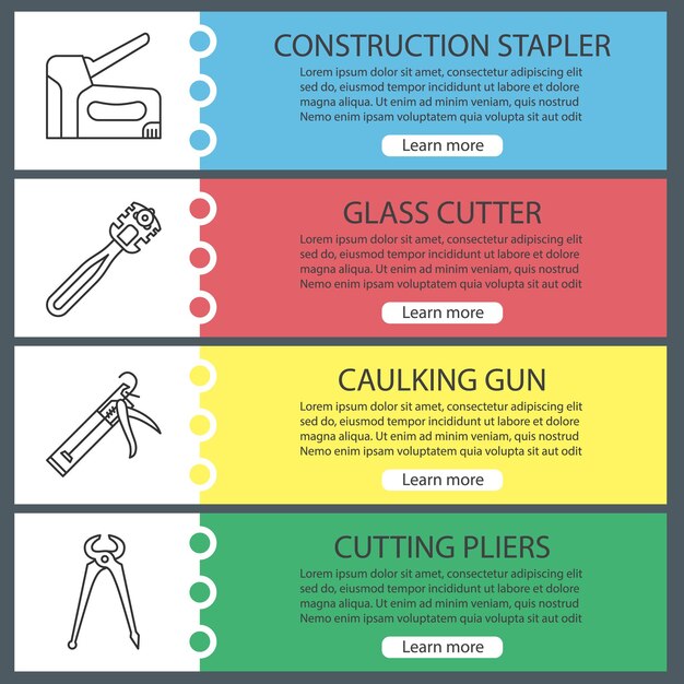 Ensemble de modèles de bannière web outils de construction